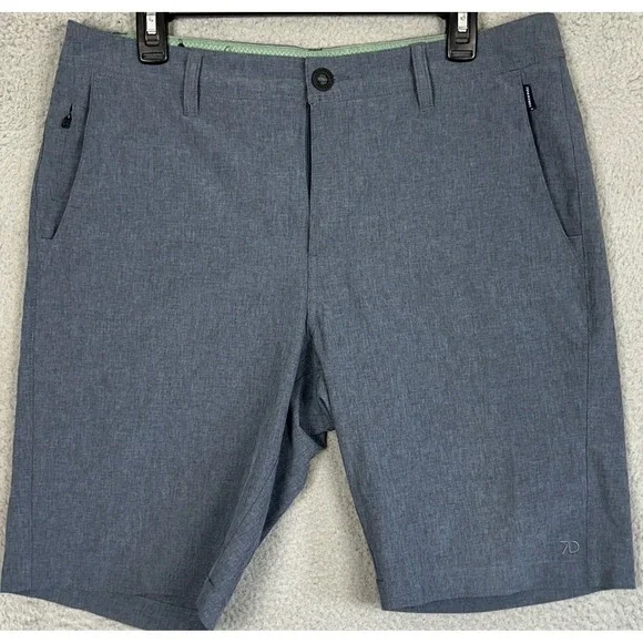 7 Diamonds Aeroplane Performance Shorts Mens 33 Blue Chino Stretch Flat Front