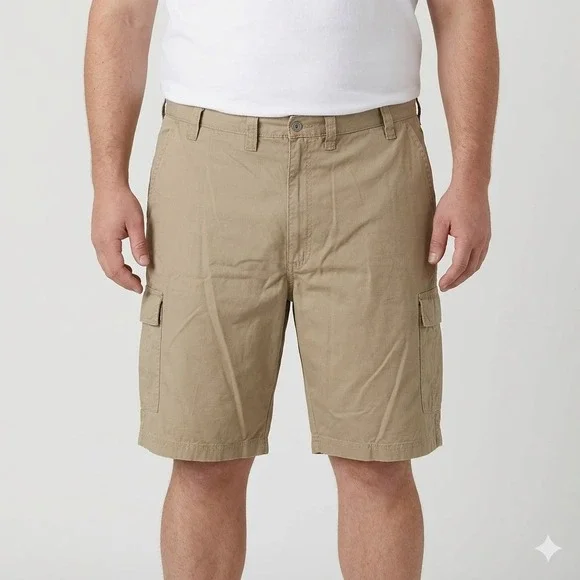 Wrangler Authentics Men's Cargo Shorts Size 46 Khaki Cotton Casual Pockets‎