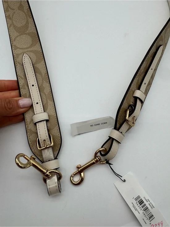 Coach replacement bag strap Signature beige Canvas with Gold Hardware