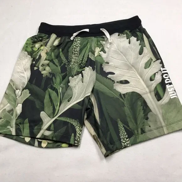 NIKE JDI Alumni Short Men M 32 Green Camo Terry Drawstring Stretch