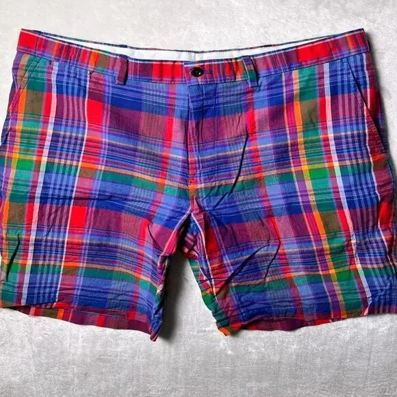 Ralph Lauren Polo Golf Links Fit Shorts Men's 34 Tartan Plaid Loose Cotton Chino