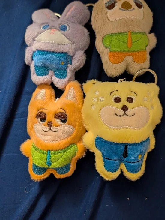 4 New Plush Animal Keychain Set - Zootopia