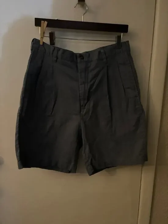 Ralph Lauren Chaps Blue Gray Linen Shorts 34 Casual Nautical Costal Preppy Comfy