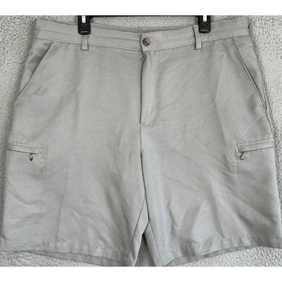 IZOD Golf Shorts Mens 38 Grey Classic Cargo Performance Flat Front Zip Pocket