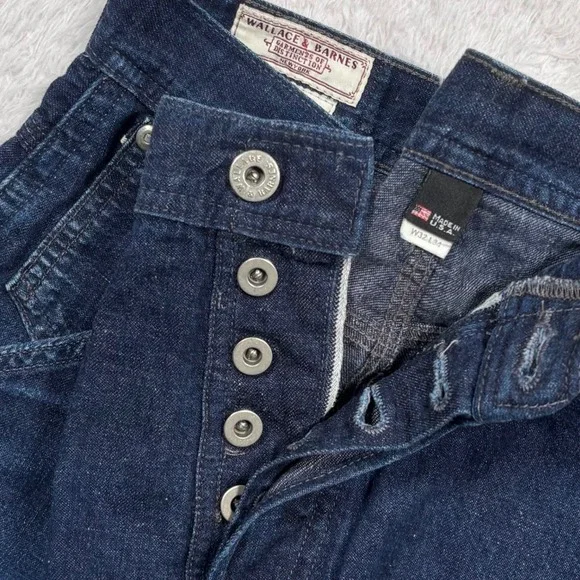 Wallace & Barnes Shorts Men 32 Button Fly Japan Indigo Selvedge Denim Cutoff USA