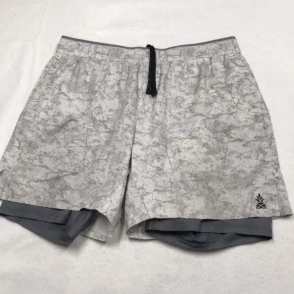 CHUBBIES Lined Athletic Short L 32W Gray Camo Print Drawstring Stretch Lined