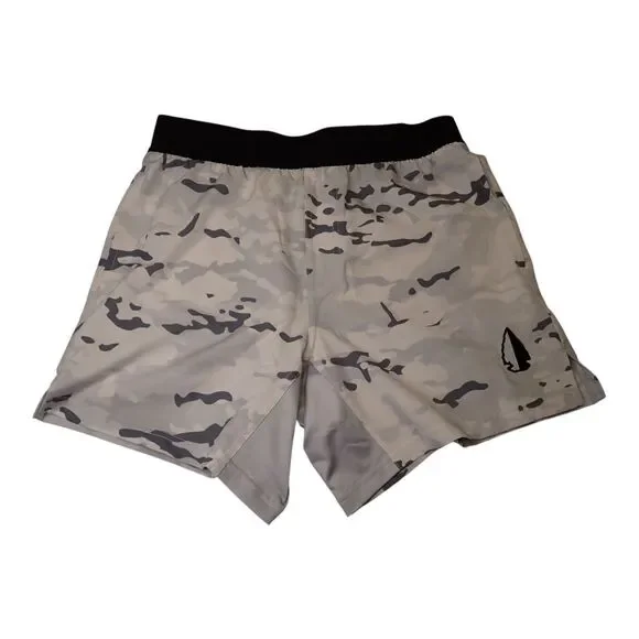 TACHUNTFISH Shorts Medium Gray Snow Camouflage Swim Gym Elastic Waist Tactical