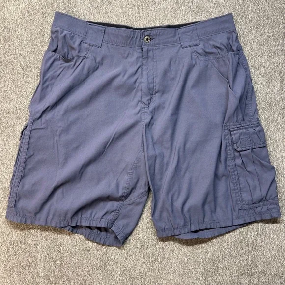 Eddie Bauer Mens Cargo Shorts Blue Gray 40 Stretch Hiking Outdoor Performance‎