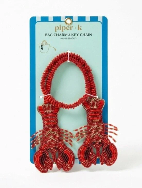 🦞▪️Piper  K ▪️Red Beaded Lobster Bag Charm