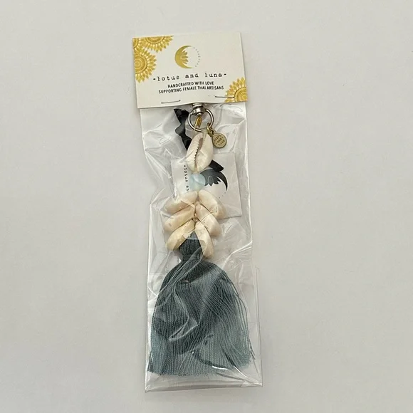 Lotus and Luna Cowry Shell Moonstone Clip Keychain Beachly Box