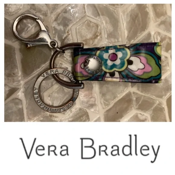 Vera Bradley Iconic Loop Keychain  - Snap Key Ring Fob in purple punch