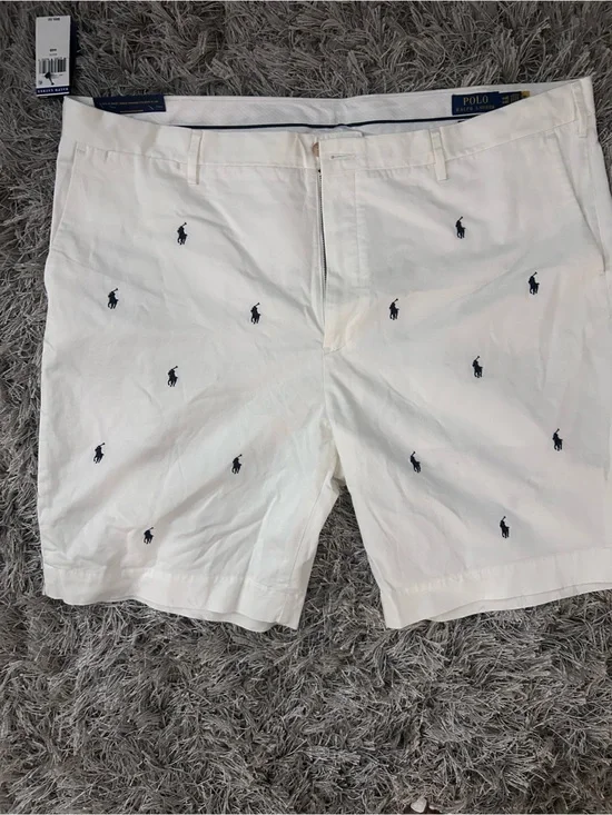 Ralph Lauren White Shorts with Navy Label Tag