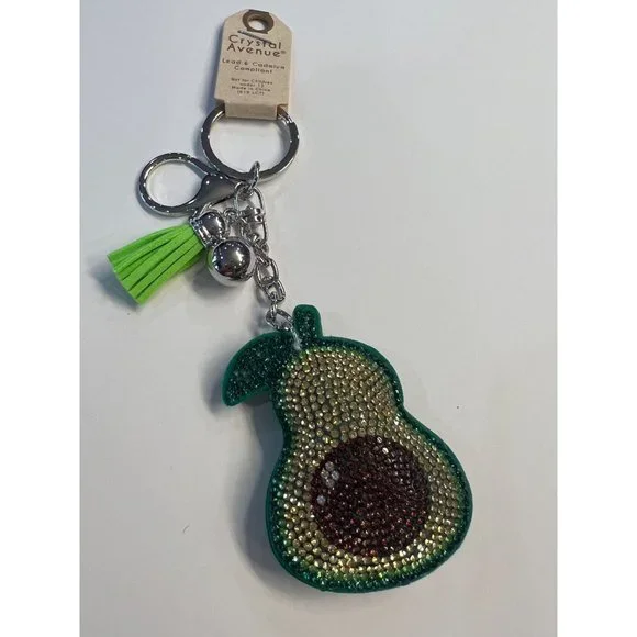 NWT Crystal Avenue Avacodo Rhinestone Puff‎ Keychain/ Bag Clip
