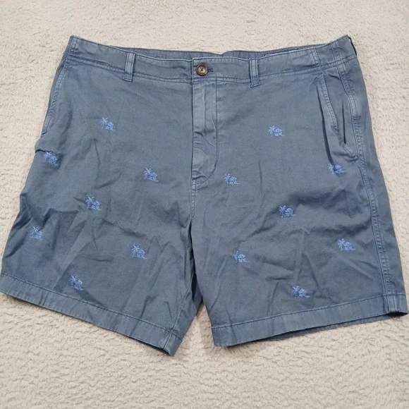 Vineyard Vines Men's 36 Blue Embroidered Shorts Palm Tree‎ Whale Chino Cotton
