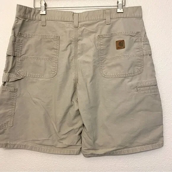 Carhartt Mens Cargo Shorts Tan Beige 100% Cotton Canvas Original Fit-38