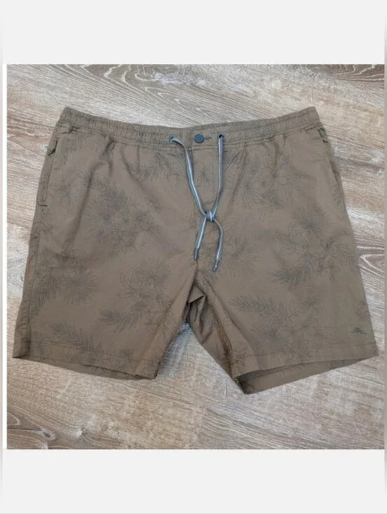 NEW Tommy Bahama Oceanside Hideaway Brown Floral Tea Leaf Shorts Size XXL