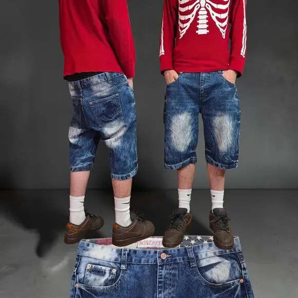 Y2K Remington Shotguns Acid Wash Denim Jorts (36