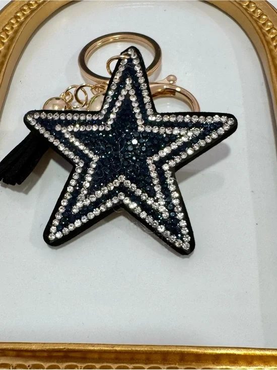 New Dark Blue Crystal Star Keychain