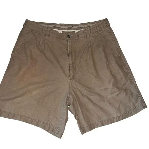 Stanley Blacker Shorts Men's 36 Khaki Tan Linen Blend Adjustable Waist
