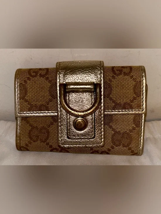 Gucci Key Case with D-Ring, Abbey Line, 141419, Unisex GG Canvas