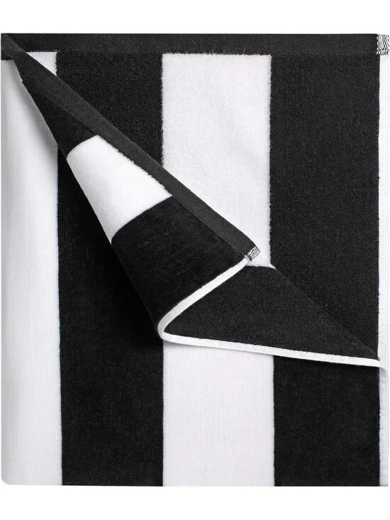 Oversized Black Striped Beach Towel - 35x70