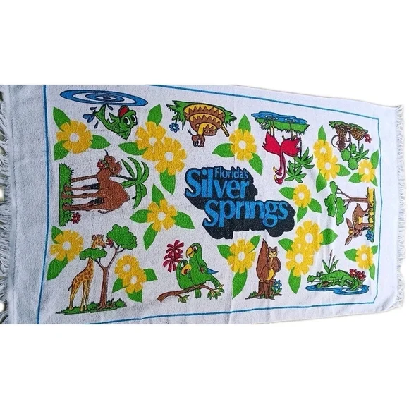 Vintage Silver Springs Florida Cartoon Beach Towel