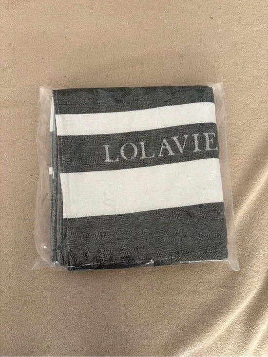 New Lolavie Striped Black and White Beach Towel