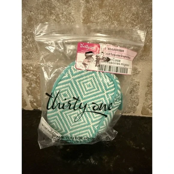 Thirty-One‎ Cute Case-Turquoise Graphic Weave Patterns-NEW