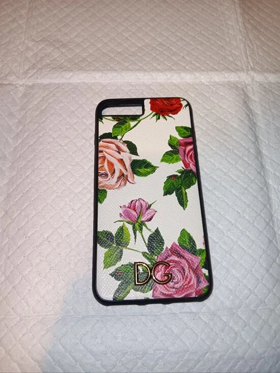 Dolce & Gabbana White Floral Rose Print Phone 7/8 Case