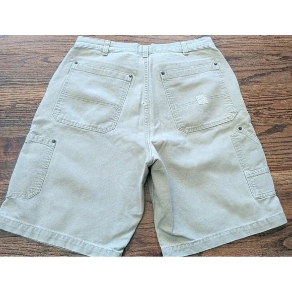 Vtg Abercrombie & Fitch‎ Shorts Sz 32 Khaki Canvas Carpenter Distressed USA Made