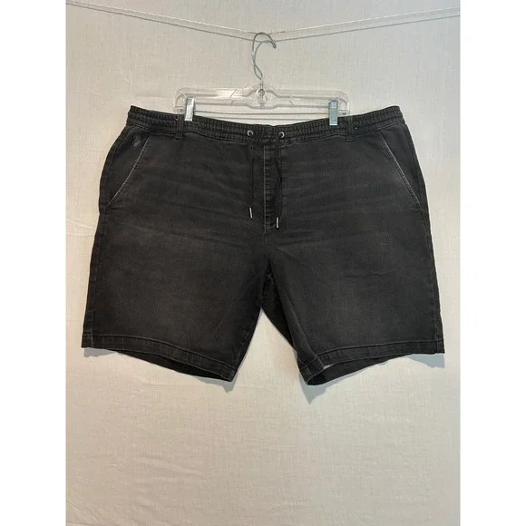 US Polo Assn Mens 2XL Washed Black Denim Shorts Elastic Drawstring 11A287DU
