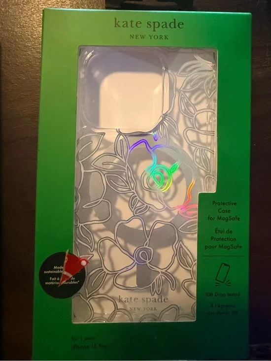 Kate Spade NWT iPhone 15 Pro never used MagSafe Iridescent floral design
