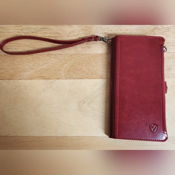 XcaseBar Wallet Case for Samsung Galaxy S25 -‎ Red RFID protection strap cards