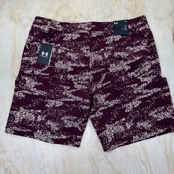 NEW Under Armour Golf Shorts Mens UA Printed sz 38 Maroon 1377303 600