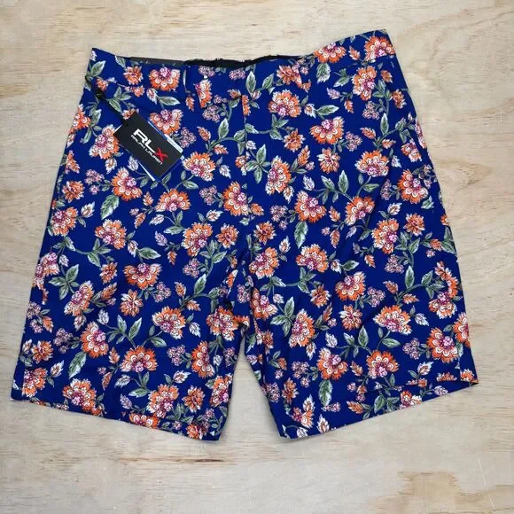 NEW RLX Ralph Lauren Golf Classic Fit Blue Floral Shorts Sz 34