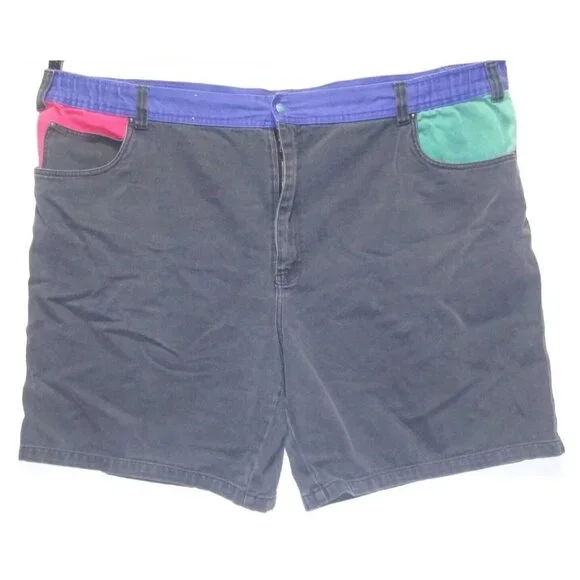 Mens VTG Zeppelin Denim Shorts Sz 54 COLORBLOCK rare MULTICOLOR BOHO FESTIVAL