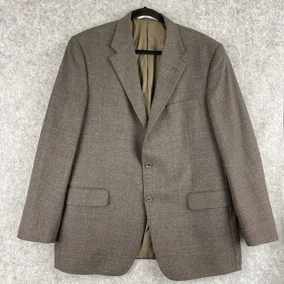 Hickey Freeman Blazer Sport Coat Mens 44R Brown Wool Hopsack‎ 2 Button USA