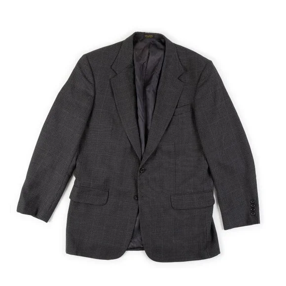 OSCAR DE LA RENTA blue grey black houndstooth blazer size 41L
