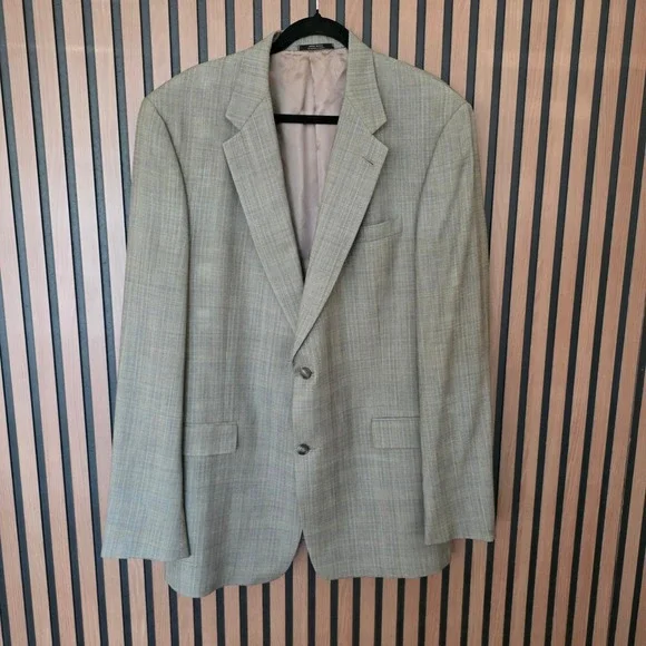 Hart Schaffner Marx Sport Coat 46XL‎ Grey Glen Plaid Wool Made in USA
