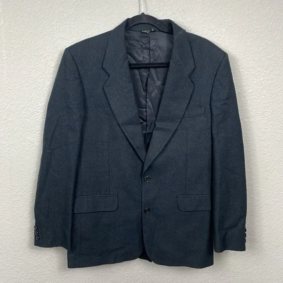 Pierre Cardin Paris Wool Blazer Jacket Charcoal Heathered Gray Sz 38R