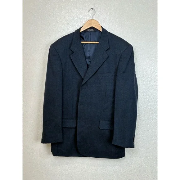 Methode Mens Blue Herringbone Blazer Three‎ Button Sport Coat Jacket