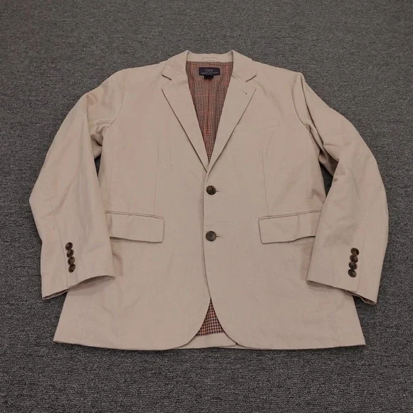 Brooks Brothers Blazer Mens Small Beige Cotton 2 Button Casual Sport Coat 346