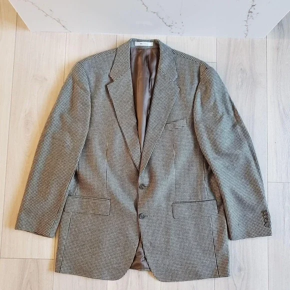 Vintage Polo University Club Ralph Lauren Jacket Mens 44 Brown Check Blazer