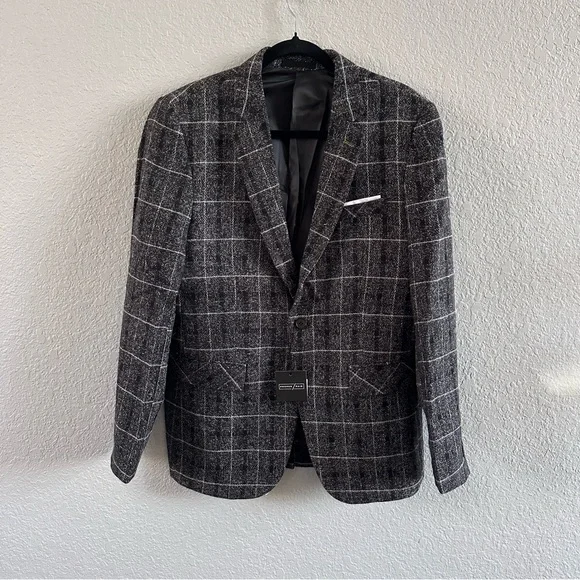 Proper Pair Charcoal Plaid Blazer Men's XL Fits Like L NWT