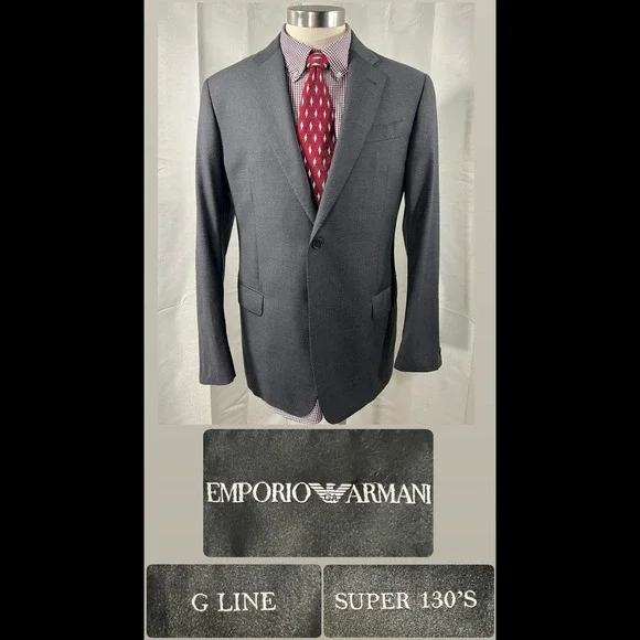 Emporio Armani G Line Super 130s Wool Blazer Mens 52 EU Charcoal Grey