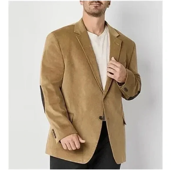 Stafford-Corduroy Stretch Classic‎ Elbow Patch Sport  Coat Jacket 42 Reg Biege