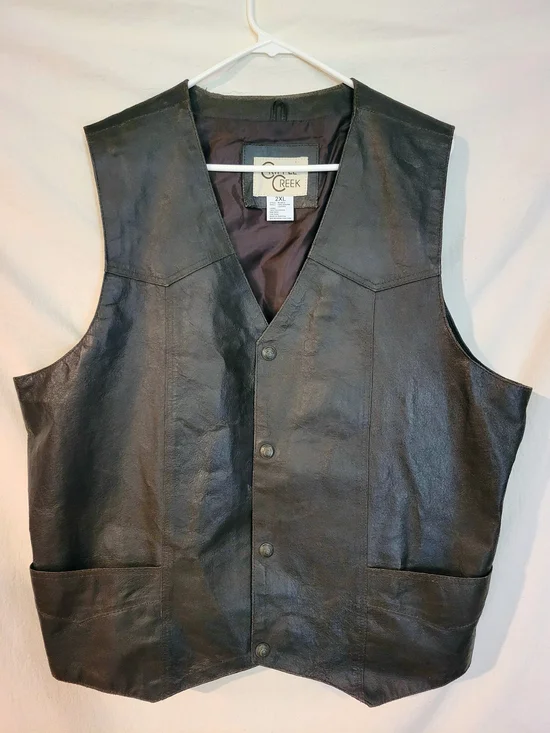 Cripple Creek Men's Brown Leather Button Vest 2XL