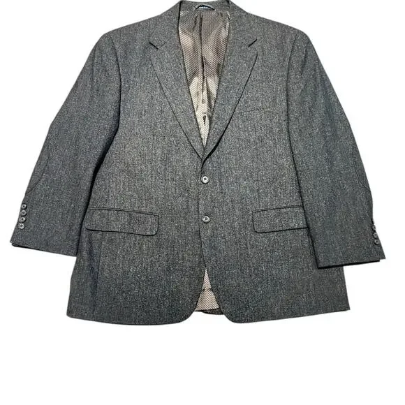 Ralph by Ralph Lauren Brown Tweed Wool Blend Two-Button Blazer Elbow Patches 44S