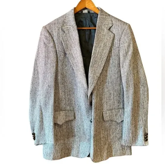Sheplers Men’s 42L Classic Black & White Tweed Men's Blazer Horsehead Buttons
