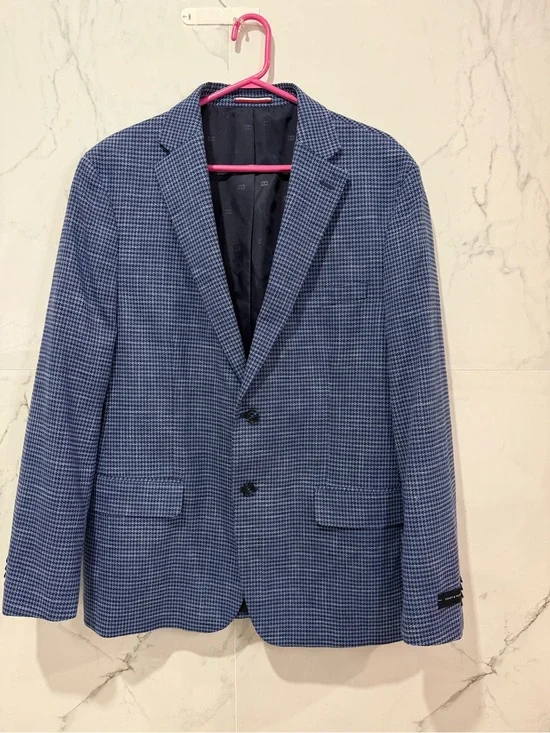 Tommy Hilfiger Blue Houndstooth Sport Coat 44R